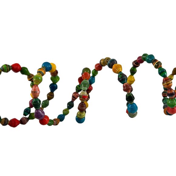 Handmade Recycled Paper Bead Coil Wrap Bracelet Rainbow Multicolor Boho - Picture 5 of 16